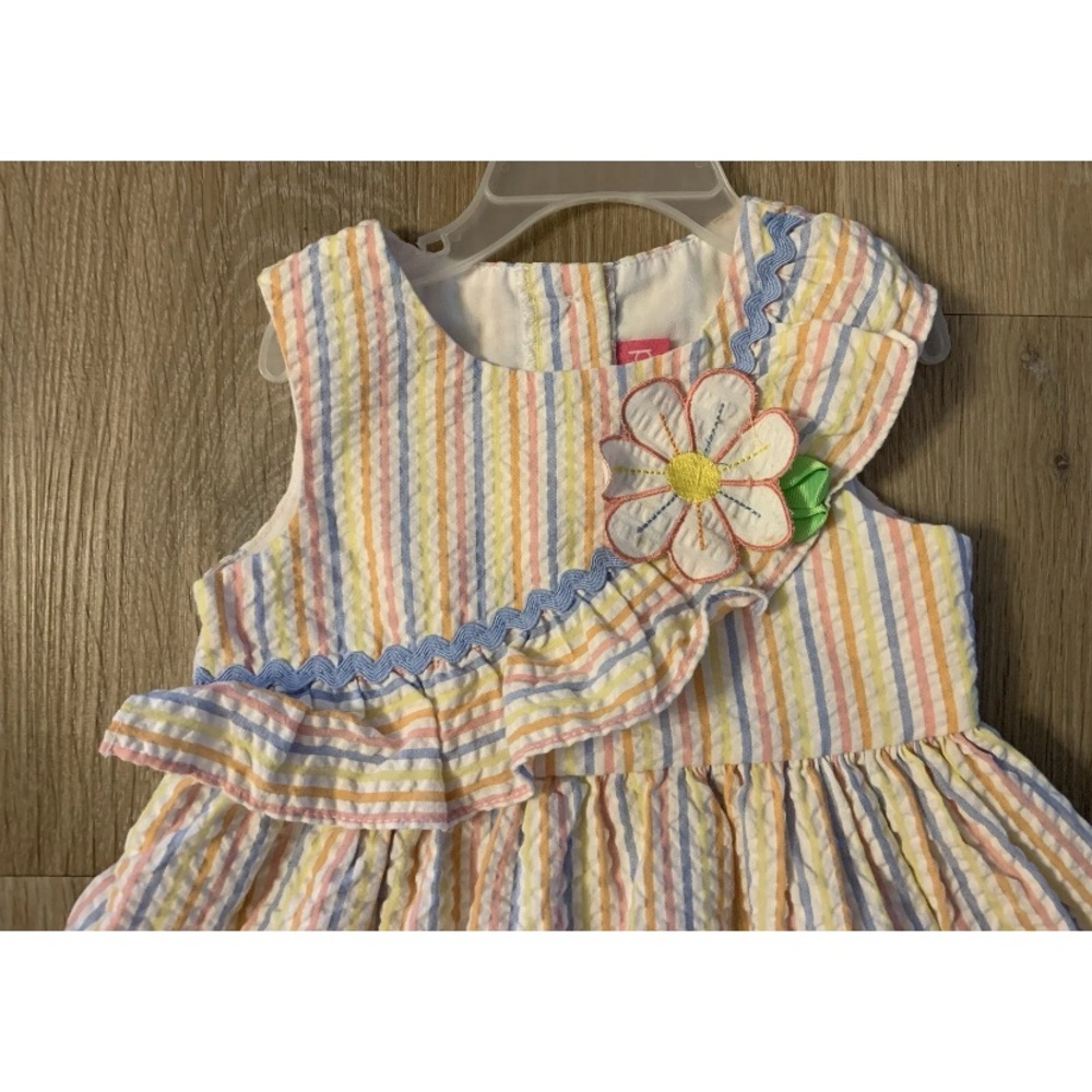 (NWT) Good Lad Girl’s Size 2T Blue & Pink Ruffled Tiered Sundress With Flowers - Picture 2 of 8